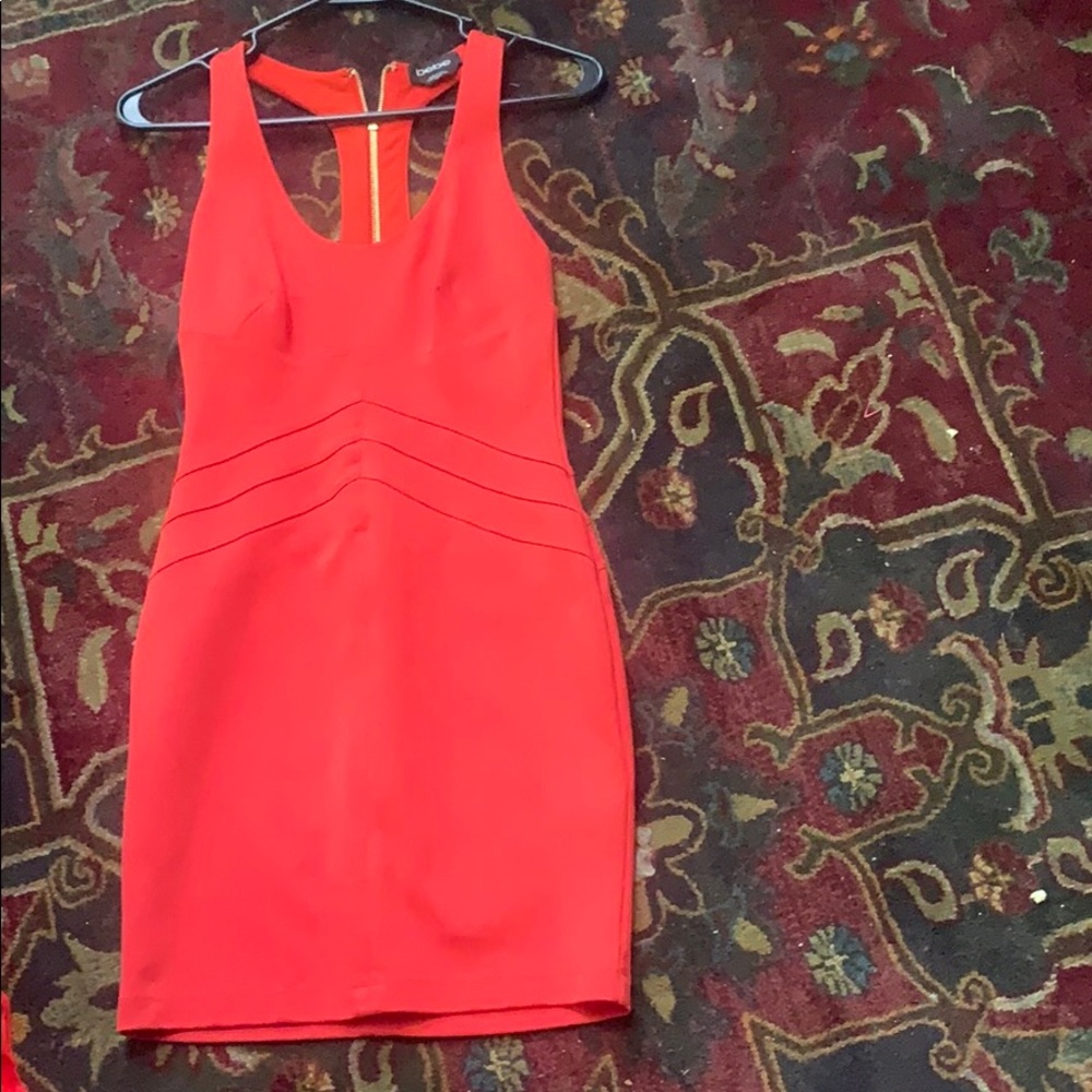 Red snug fitting Bebe dress